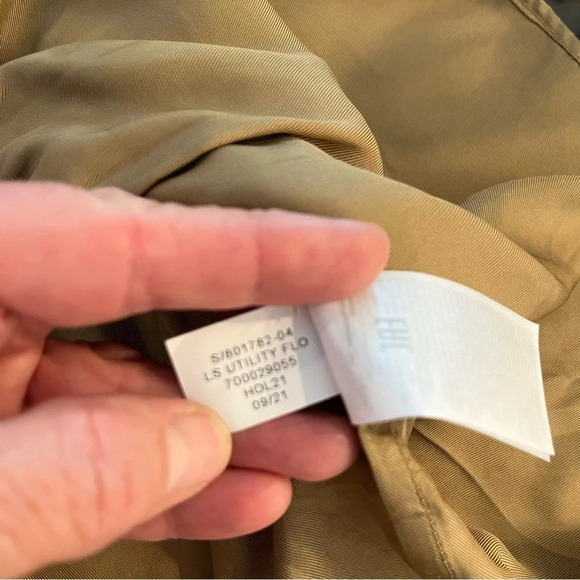 Banana Republic Holiday 2021 Utility Flo Rayon Khaki Twill Dress Balloon Sleeves - Picture 5 of 10